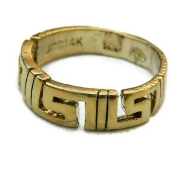 14k Solid Yellow Gold Greek Pattern Band Ring!! - Picture 1 of 4